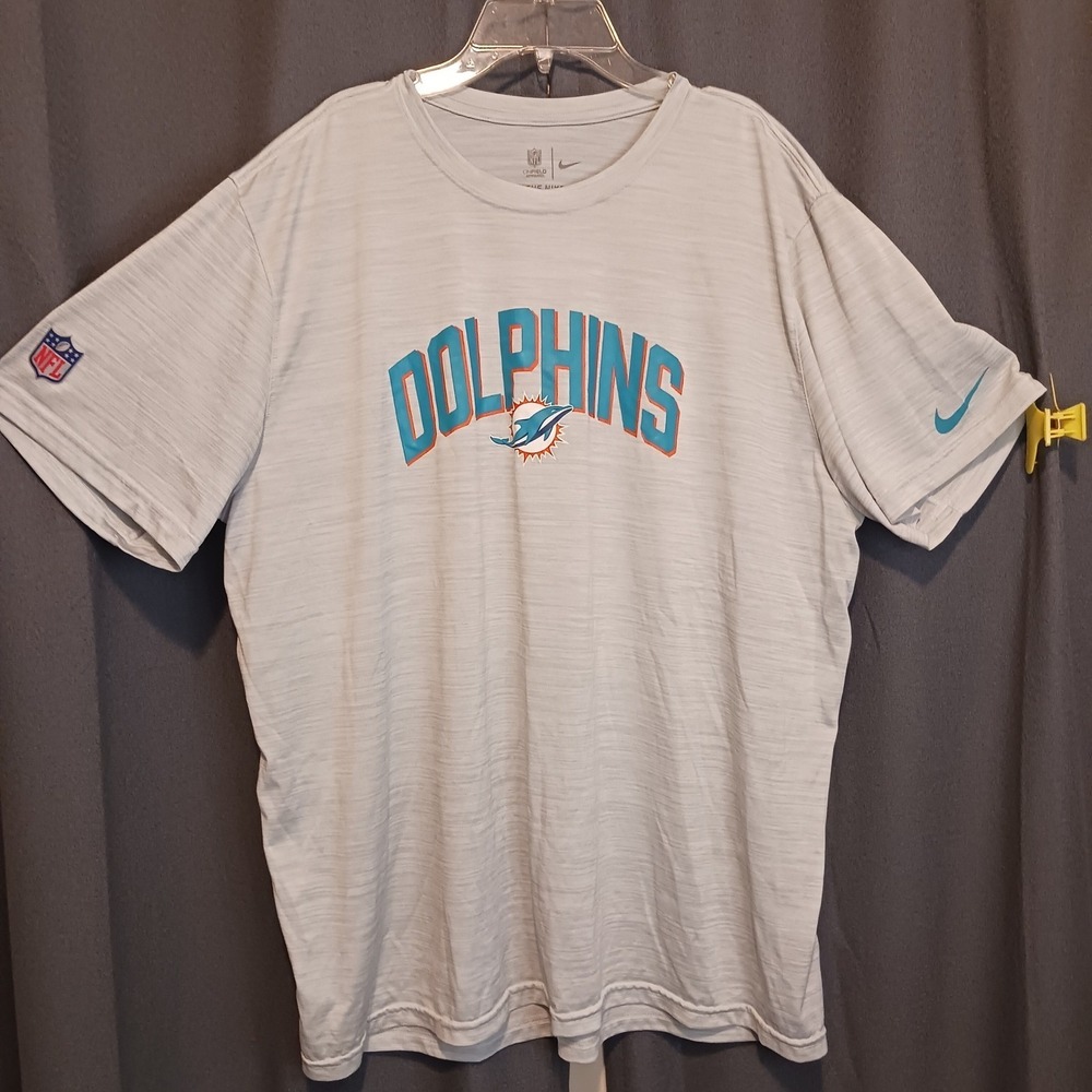 Nike Miami Dolphins NFL Onfield Dri-FIT Heather Grey T-Shirt Mens XXL 2XL